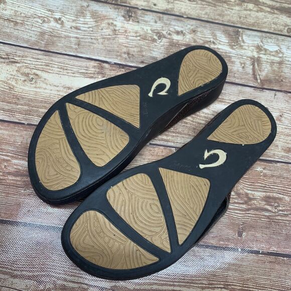 Olukai Ola Dark Java Dark Java Wedge Sandal Women's Size 8 EU 43 - Picture 4 of 11